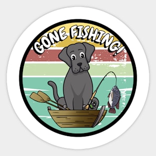 Funny Big black Dog has gone fishing Sticker